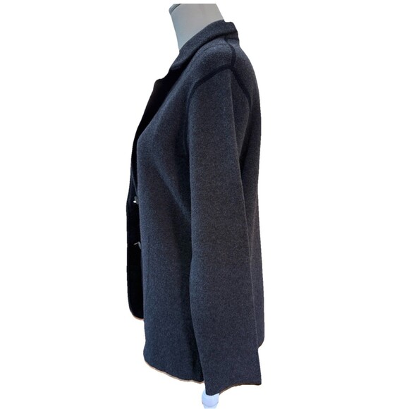 OST Charcoal Gray Cotton Cashmere Knit Blazer Jacket Soft Minimalist Women’s M - Picture 3 of 9